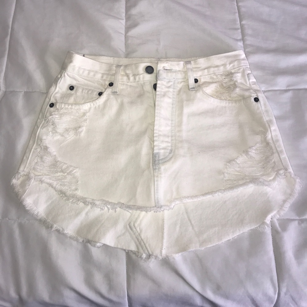 carmar white denim skirt